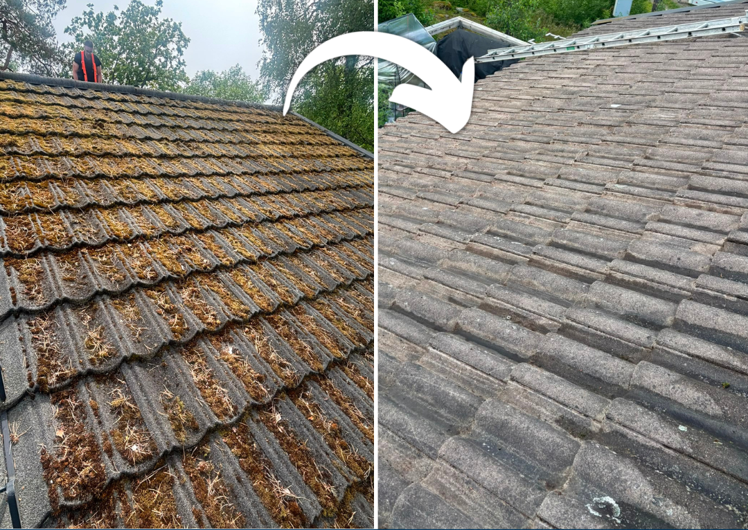 Djuprengöring av betongtak